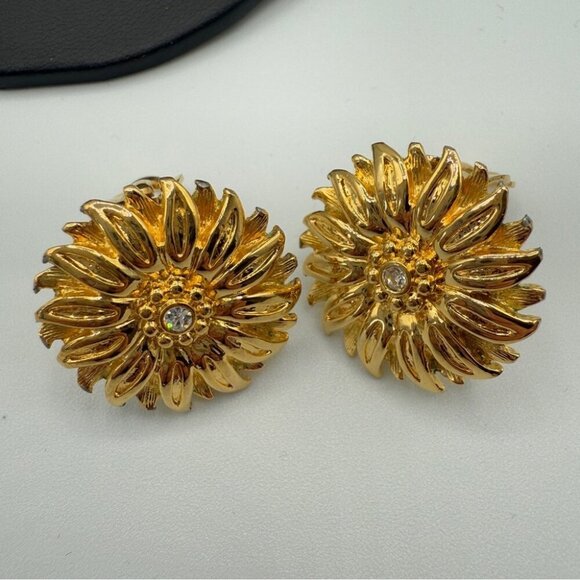 Joan Rivers Gold Plated Sunflower Clip On Earrings - Picture 1 of 10